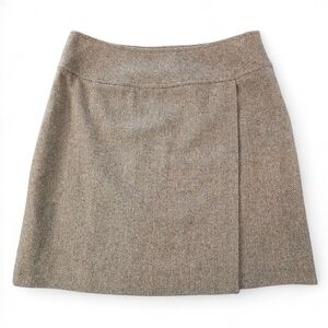 AT Denim Wool Herringbone A-Line Wrap Mini Skirt | Size 4 | Corporate Career